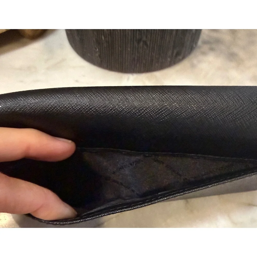 Michael Kors Black Saffiano Leather Turnlock Flap Continental Wallet